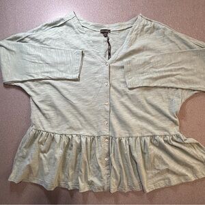 NEW Coco +‎ Carmen Button up Long sleeve Tunic Ruffle BlouseS/M